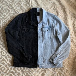 half blue half black denim jacket